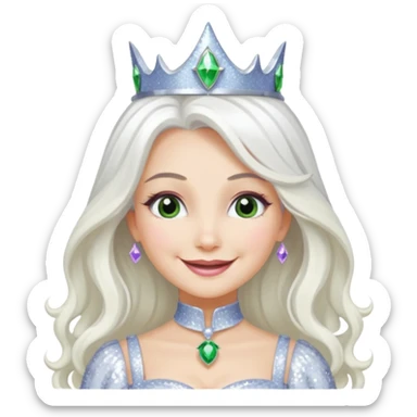 The Good Witch from Oz with long white hair, white sequin outfit sticker
