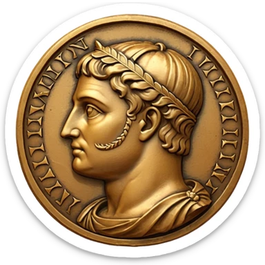 An emoji of an ancient Roman coin with an emperor's profile. sticker