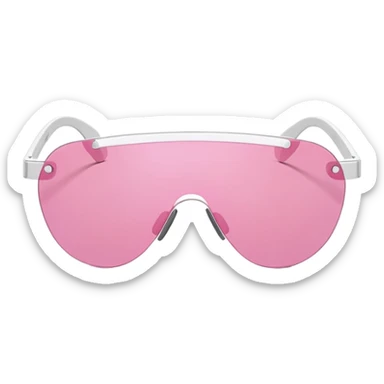 ultra minimalist frameless pink tinted shield visor sunglasses, simple clean lines sticker