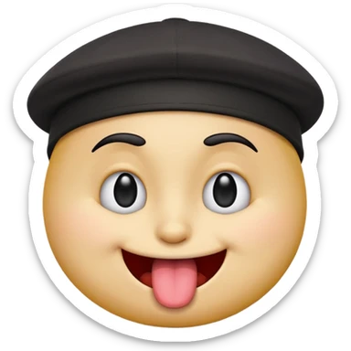 



Emoji face with a black cap turned backwards

Winking with the left eye

Sticking out tongue playfully

Smiling with a mischievous expression


 sticker