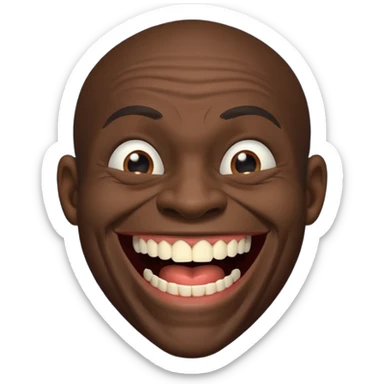 A black habshi man with ugly teeth laughing sticker