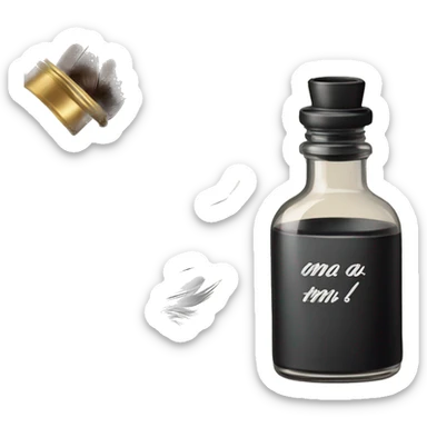 a feather quill and ink bottle sticker