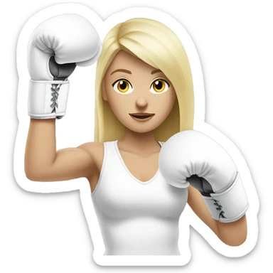 Boxing blonde girl with white gloves sticker