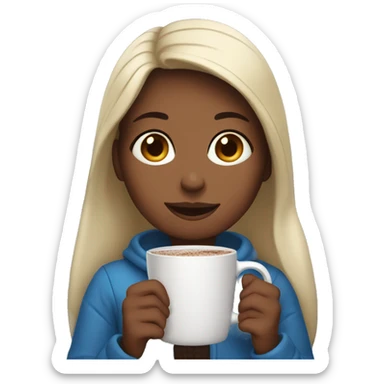 A girl drinking hot chocolate  sticker