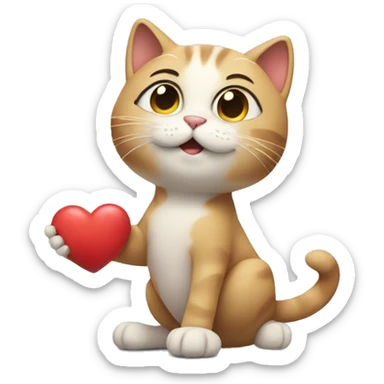 Cat that stretches a heart sticker