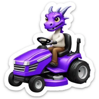 Purple dragon riding lawn mower  sticker