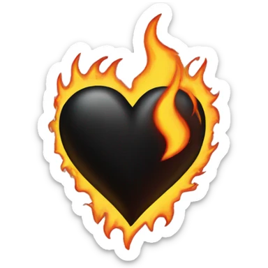 Black heart with flames sticker