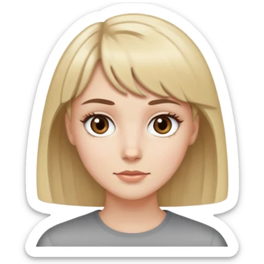 brown haired white girl with grey eyes and blonde white girl with short bangs and grey eyes sticker