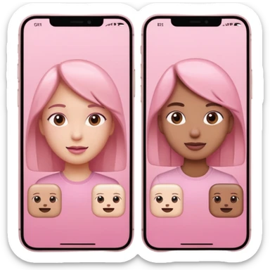 pink video call between 2 people on different phone sticker