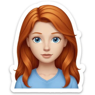 Ginger head woman with long hair and lightblue eyes sticker