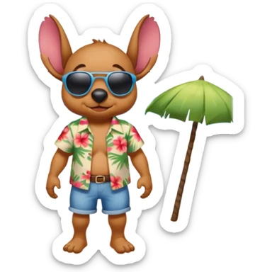 Stitch walking on the beach sticker