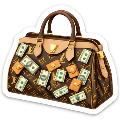 Louis Vuitton purse with dolars sticker