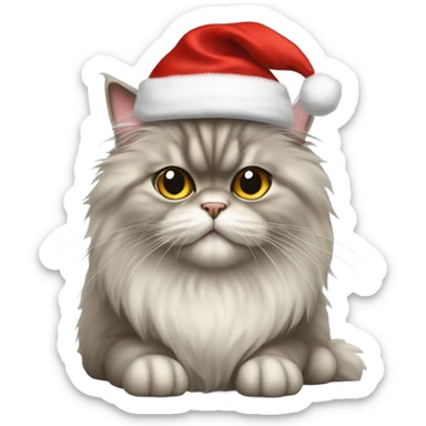 Persian cat with Santa hat sticker