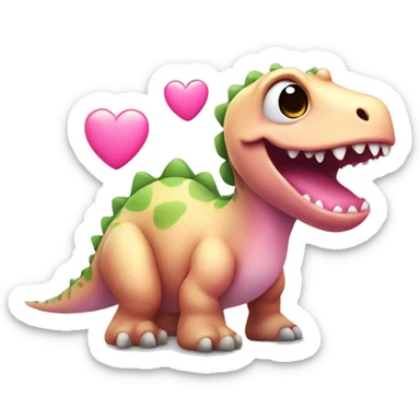 Cute dinosaur with pink heart sticker