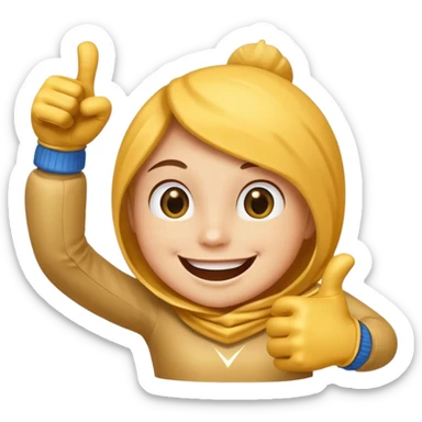 HD a smiling happy dancing star with both gloved hands doing thumbs up and blue background sticker