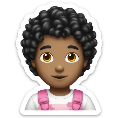 Black curly hair boy hello kitty sticker