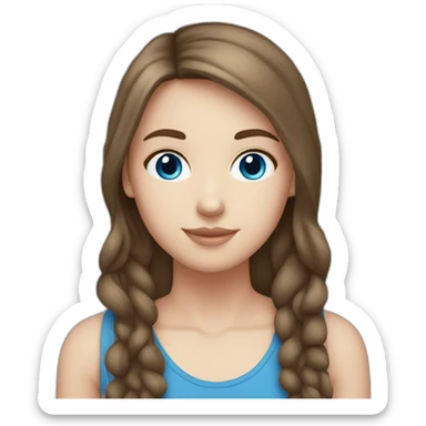 white girl brown hair blue eyes with white guy blue eyes on black cap sticker