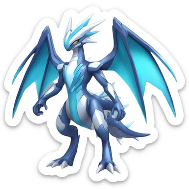  cool edgy shiny colorful godly ethereal Dialga-Fakemon full body sticker