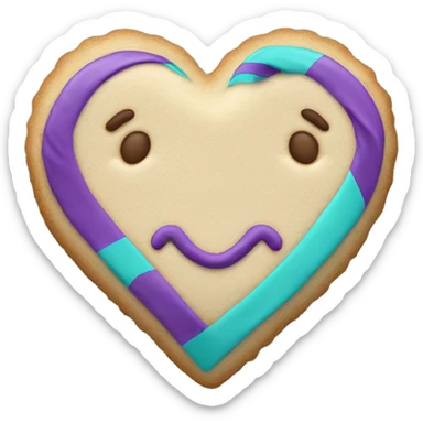 Cookie heart with purple teal awareness ribbon sticker