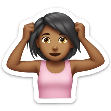 Girl tucking her hair behind her ear shy sticker