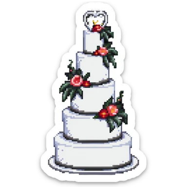 Whole wedding cake with multiple tiers and decorations sticker
