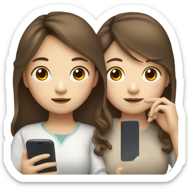 Korean girl with brown hair with smartphone sticker