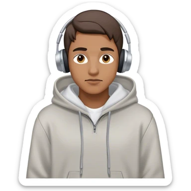 guy with hoodie and earpods, super cool sticker