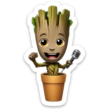 Groot sing karaoke sticker