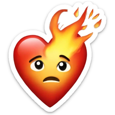Broken heart with fire sticker