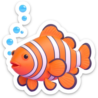 cute clownfish blowing bubbles sticker
