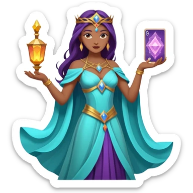fantasy magic goddess tarot card low poly sticker