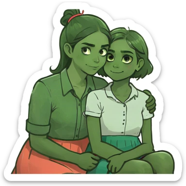 A girl sitting on a boy lap  sticker