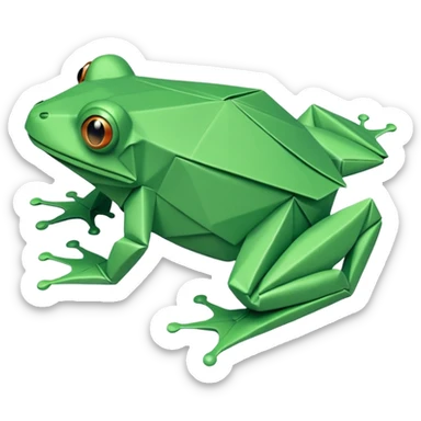 green origami frog  sticker