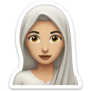 Arabic women with dark brown hair and eyes and long eyelashes and pinky cheeks and lips and thick eyebrows sticker