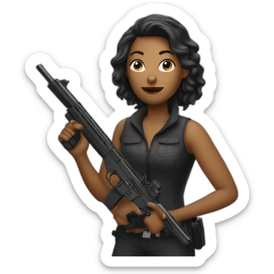 A woman with a gun  sticker