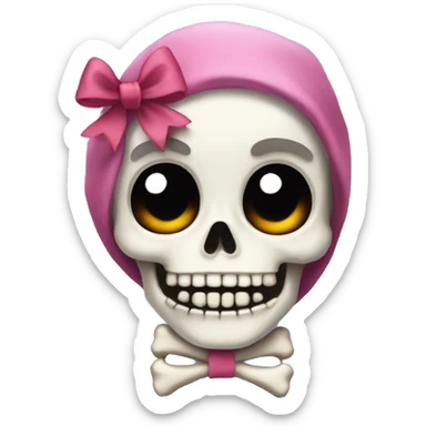 cute skeleton with bow on head sticker