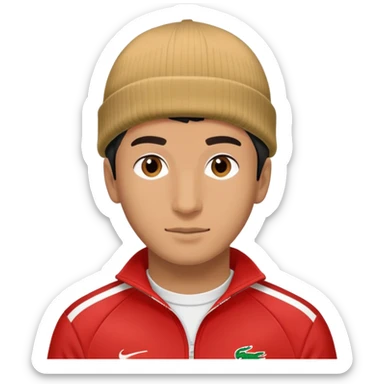 Un homme avec un survet de foot et un bonnet lacoste sticker