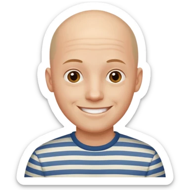 bald young man with striped shirt sticker