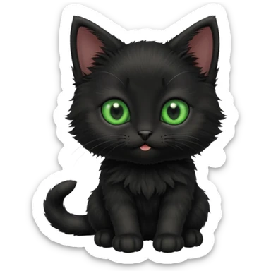 A photo-realistic digital illustration of a cute black kitten sticker