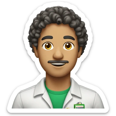 Mexican school IT technician with curly hair  sticker