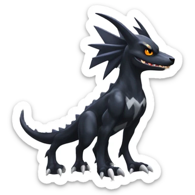 Black Cool Edgy Nargacuga-Garchomp-Houndoom-Sergal Fakémon with Edgy markings,  full body sticker