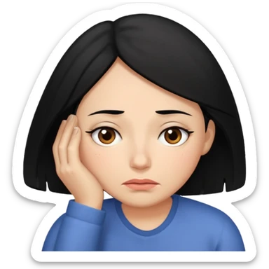 Tired overwhelmed mama black hair dark brown eye black hair  sticker