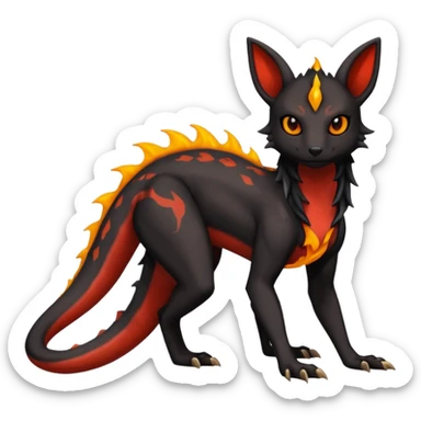 Edgy gothic dark evil volcanic magma-Salandit-Umbreon-Amaura-hybrid-fusion (full body) sticker