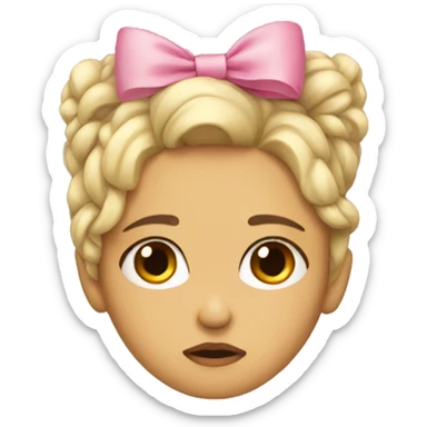 Sad girl with a coquette bow sticker