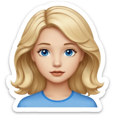 blondynka srednio krecone wlosy i niebieskie oczy obrysowane usta na jasny braz mloda sticker