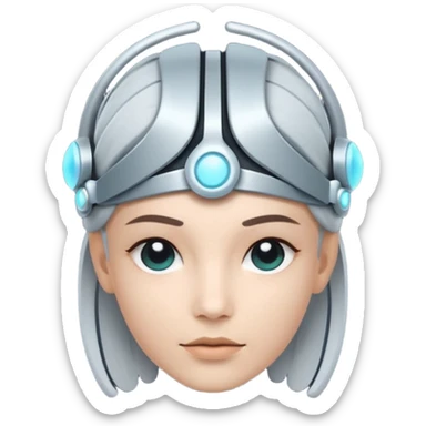 Minimal emoji of a futuristic neural headband with glowing nodes, clean lines, soft sci-fi glow, flat icon style, without human sticker