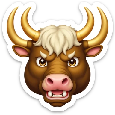 angry winter New Year's with golden horns bull emoji sticker
