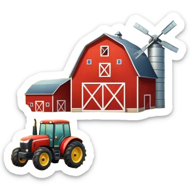 farm with barn, tractor, and crops sticker