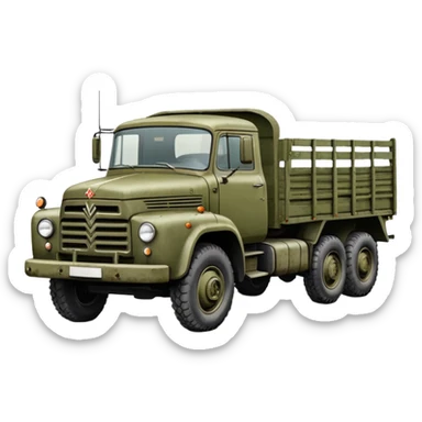 ZIL 130 Soviet military truck with iconic cabin design and flatbed sticker