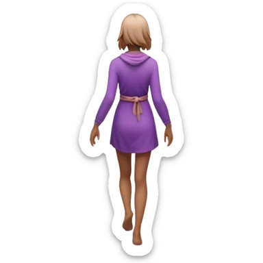 A small figure walks back across a foggy bridge, holding soft pink and purple orbs in each hand—symbolizing compassion and forgiveness. A gentle heart aura trails behind them, showing healing in motion. sticker